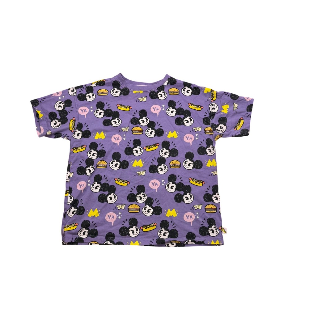 Disney Artist Series Mickey Mouse Y2K Streetwear Womens T-Shirt Purple Cotton